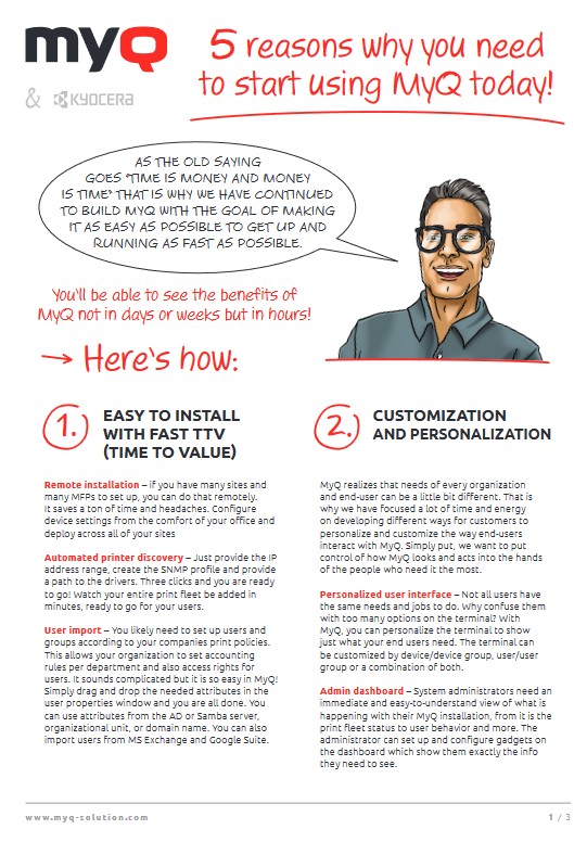 5 Reasons To Use MyQ, Kyocera, Innovative Office Technology Group