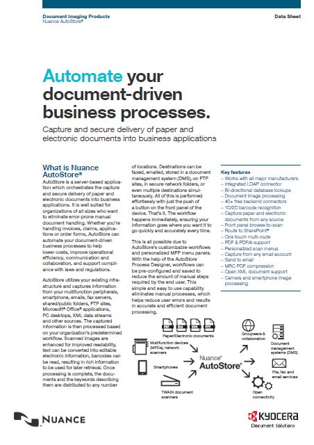 Kyocera, Software, Capture, Distribution, Nuance, Autostore, Innovative Office Technology Group
