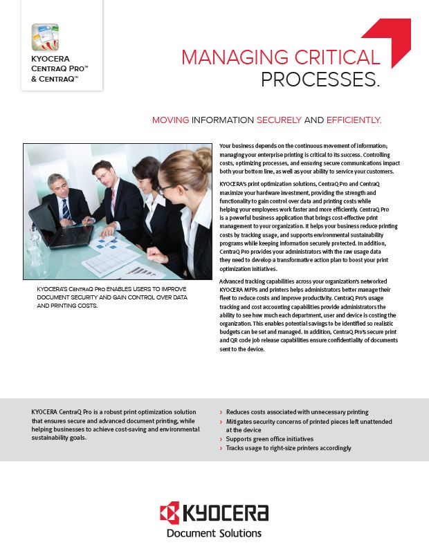 Kyocera, Software, Cost Control, Security Centraq Pro, Innovative Office Technology Group