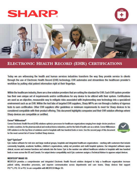 Sharp, Healthcare, Ehr, Emr, Application Compatibility, Innovative Office Technology Group