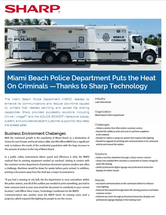 Sharp, Miami Police, Case Study, Innovative Office Technology Group