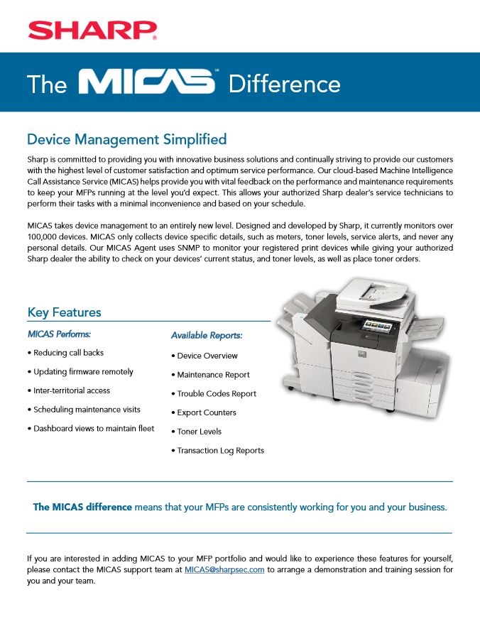 Sharp, Micas, Innovative Office Technology Group
