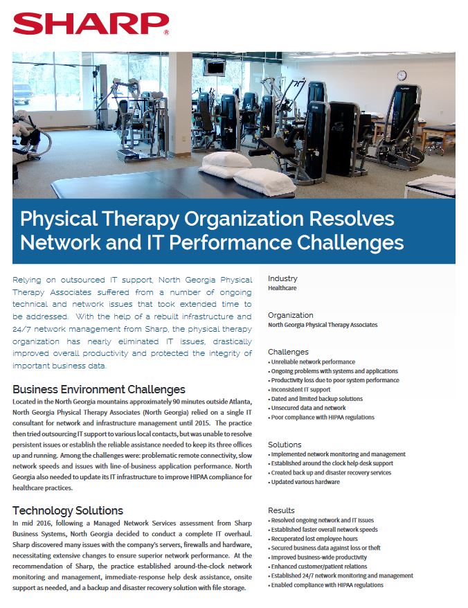 Sharp, Physical Therapy Organization, Case Study, Innovative Office Technology Group